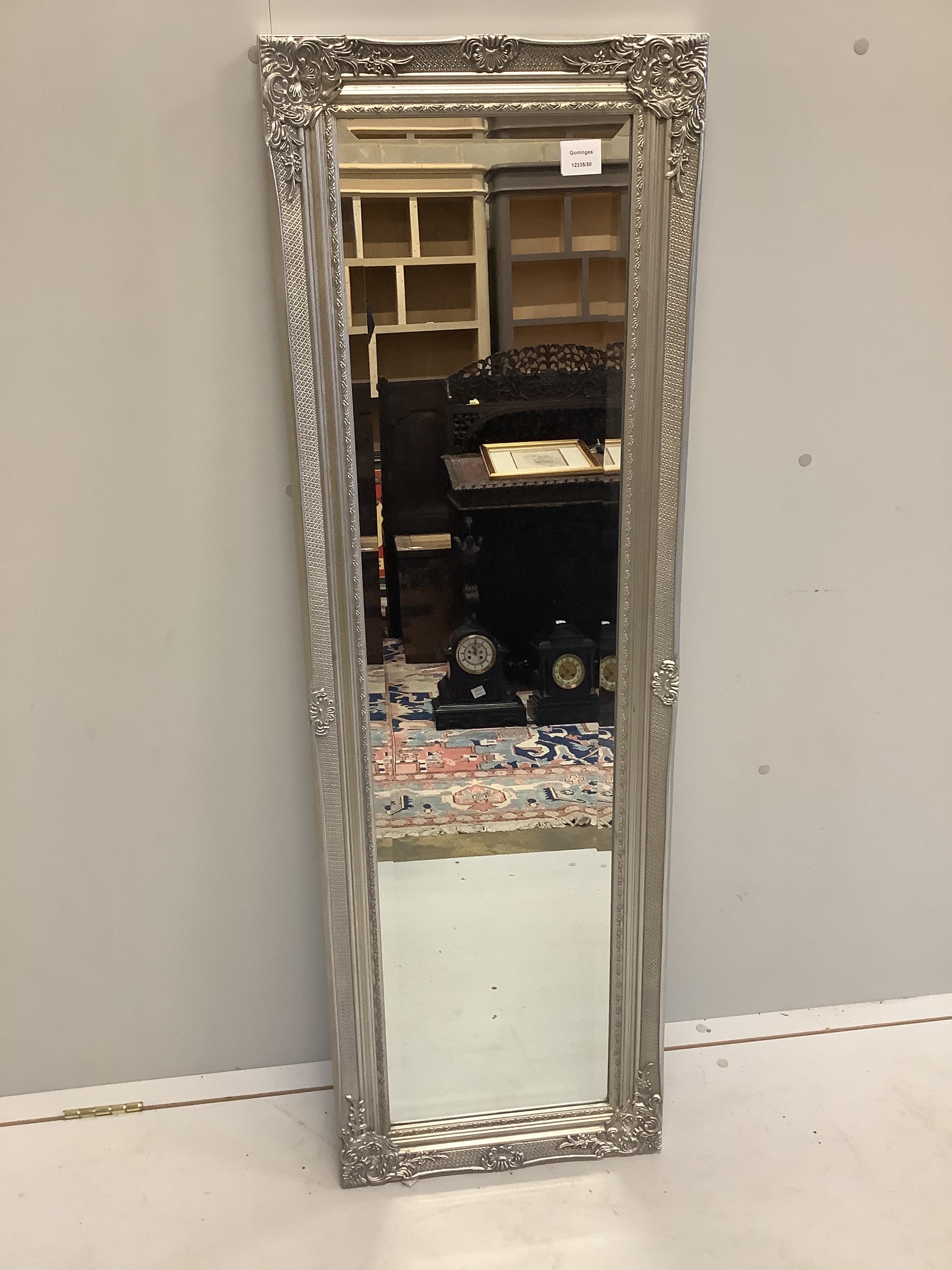 A Victorian style rectangular robing mirror, width 43cm, height 135cm